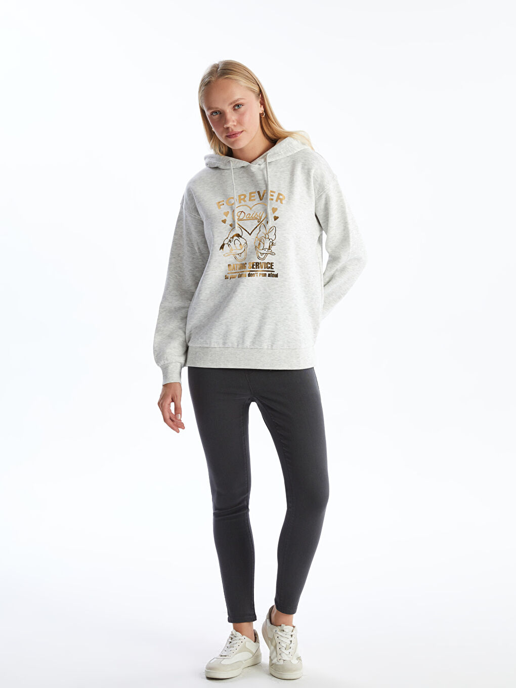 LCW Comfort Crew Neck Donald Duck Printed Women's Thick Sweatshirt -W4DO93Z8-EZB