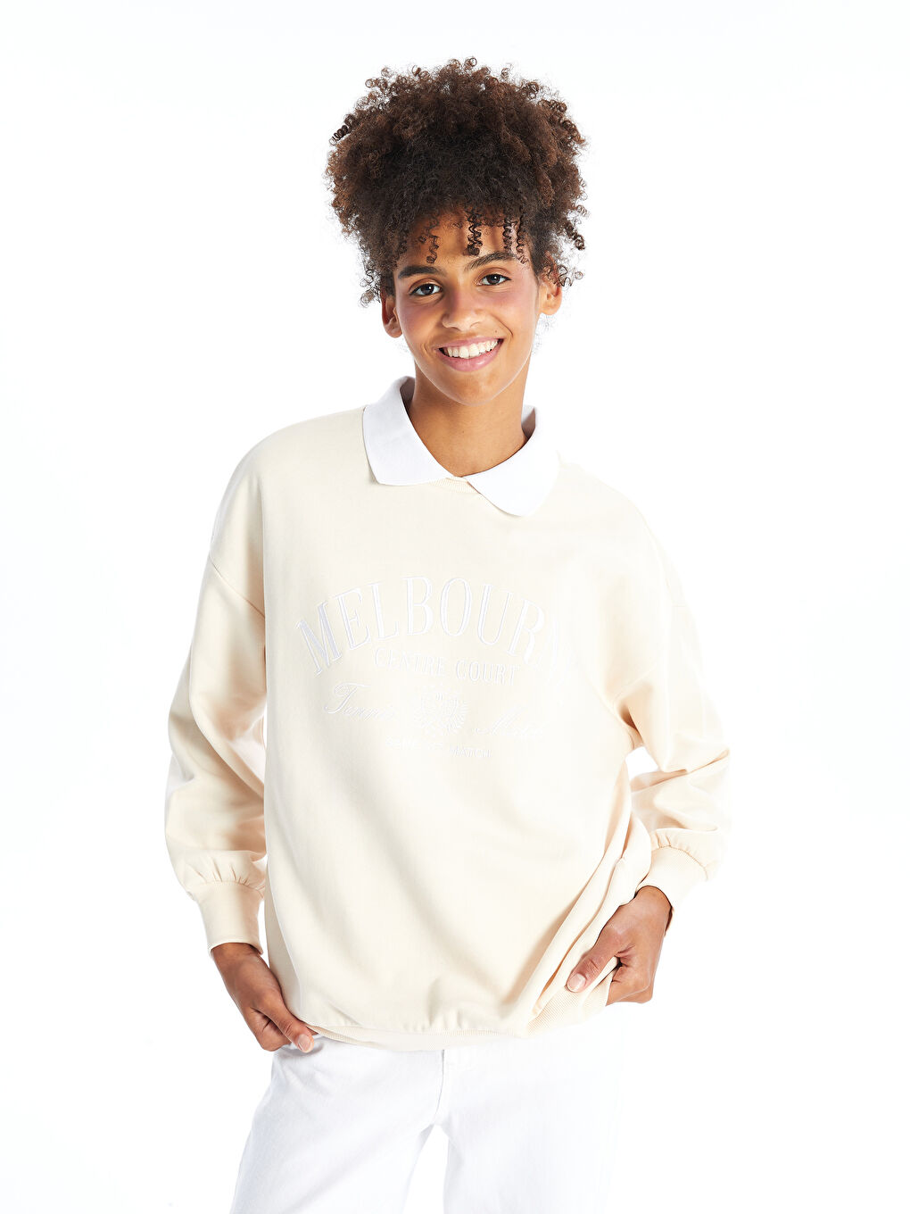 Rollkragen Besticktes Oversize Damen Dickes Sweatshirt