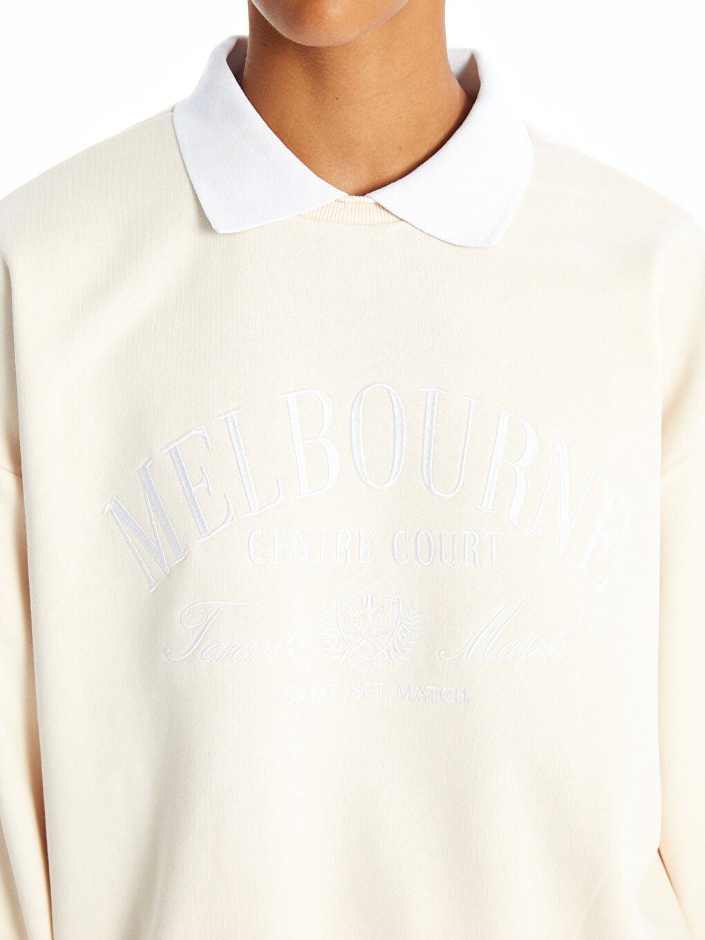 Rollkragen Besticktes Oversize Damen Dickes Sweatshirt-2