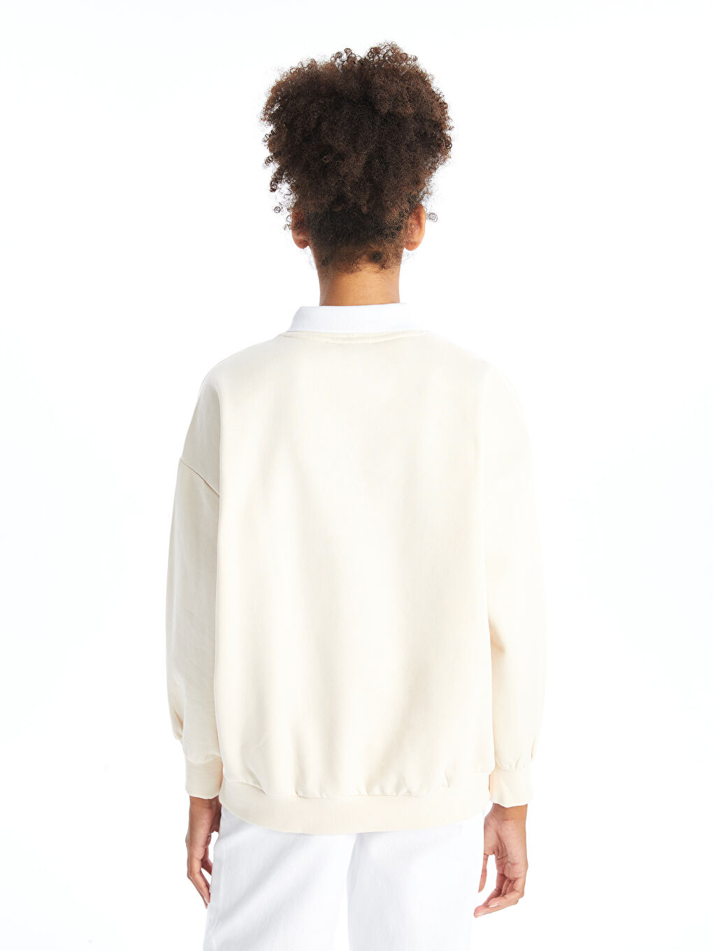 Rollkragen Besticktes Oversize Damen Dickes Sweatshirt-3