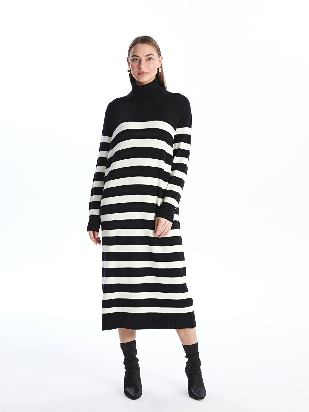LCWAIKIKI Classic Turtleneck Color Block Women's Knitwear Dress -W4DP09Z8-SZ5