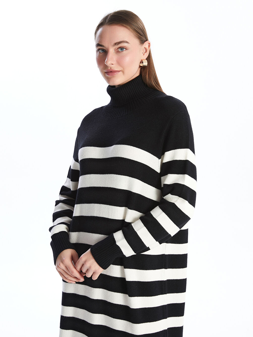 LCWAIKIKI Classic Turtleneck Color Block Women's Knitwear Dress -W4DP09Z8-SZ5