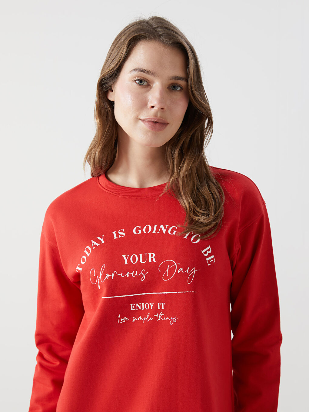 LCW Comfort Crew Neck Printed Women's Sweatshirt -W4DP20Z8-HC3