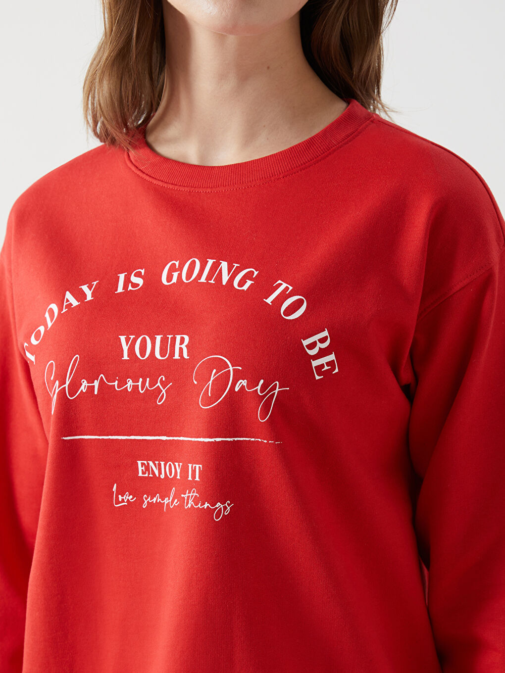 LCW Comfort Crew Neck Printed Women's Sweatshirt -W4DP20Z8-HC3