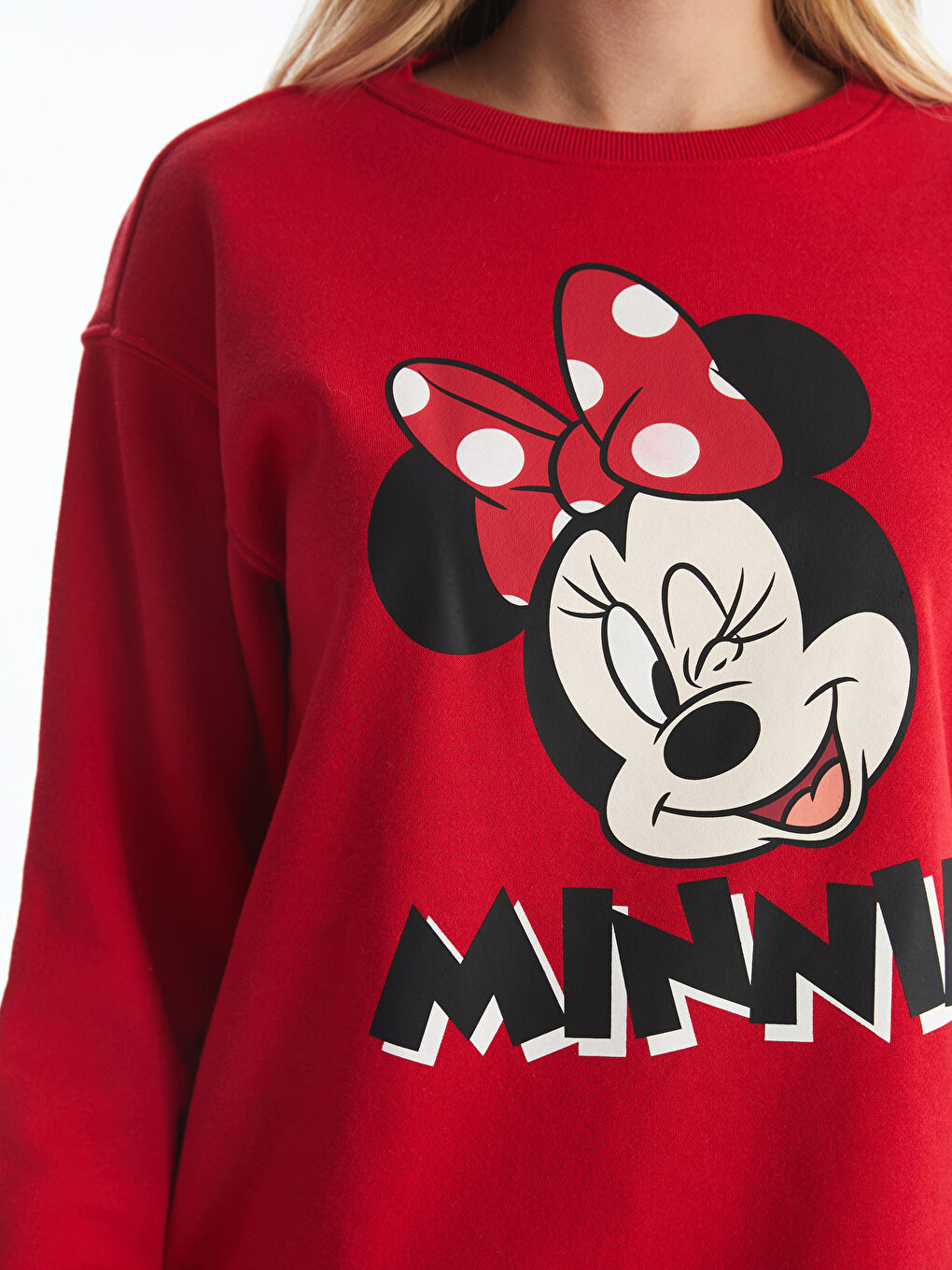 LCW Crew Neck Minnie Mouse Printed Women's Thick Sweatshirt -W4DP21Z8-HC3