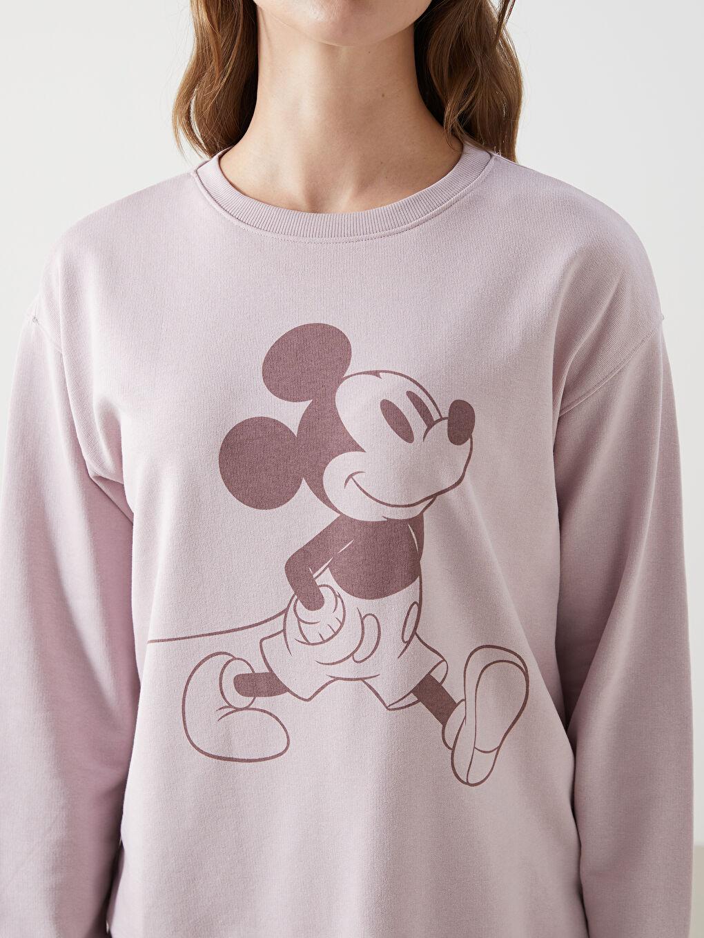 LCW Comfort Dukserica sa okruglim izrezom, štampanim Mickey Mouse motivom, za žene, debela -W4DP22Z8-FKK