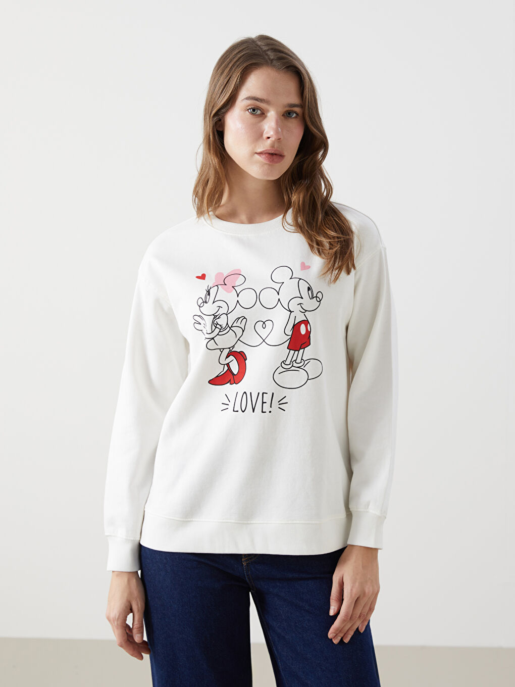 Mickey & Minnie Printed Mouse Women's Thick Sweatshirt