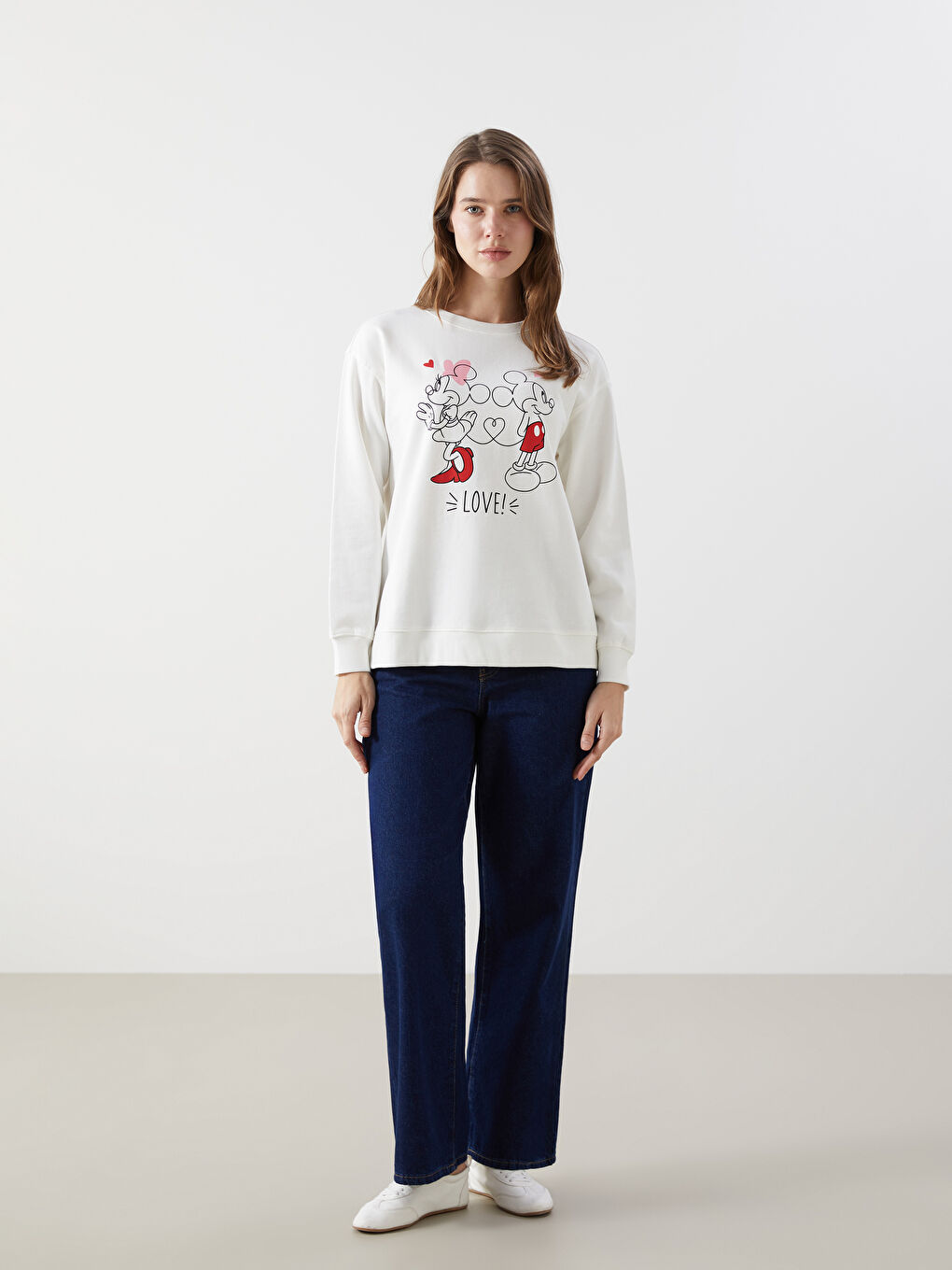 Mickey & Minnie Printed Mouse Women's Thick Sweatshirt-1