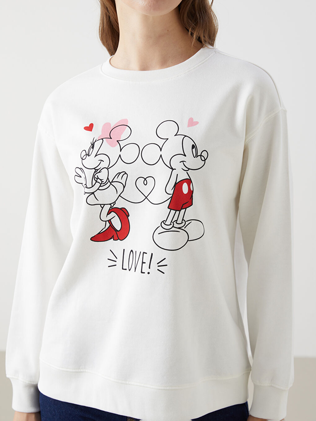 Mickey & Minnie Printed Mouse Women's Thick Sweatshirt-2