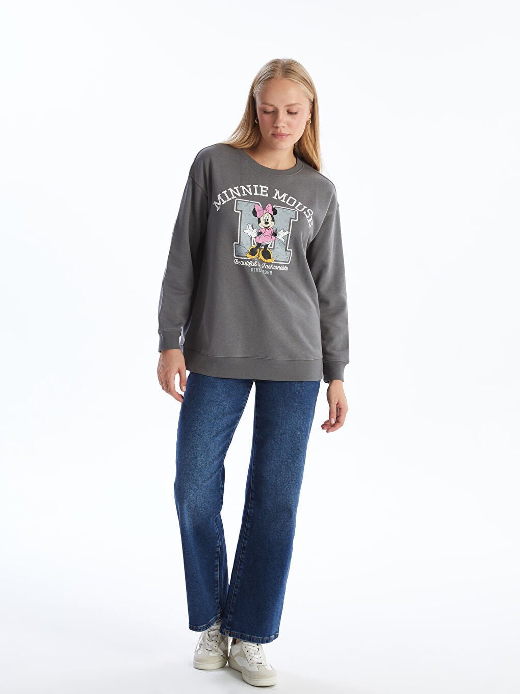 LCWAIKIKI Maternity Rundhalsausschnitt Minnie Mouse Bedrucktes Sweatshirt für Damen -W4DP32Z8-V3U