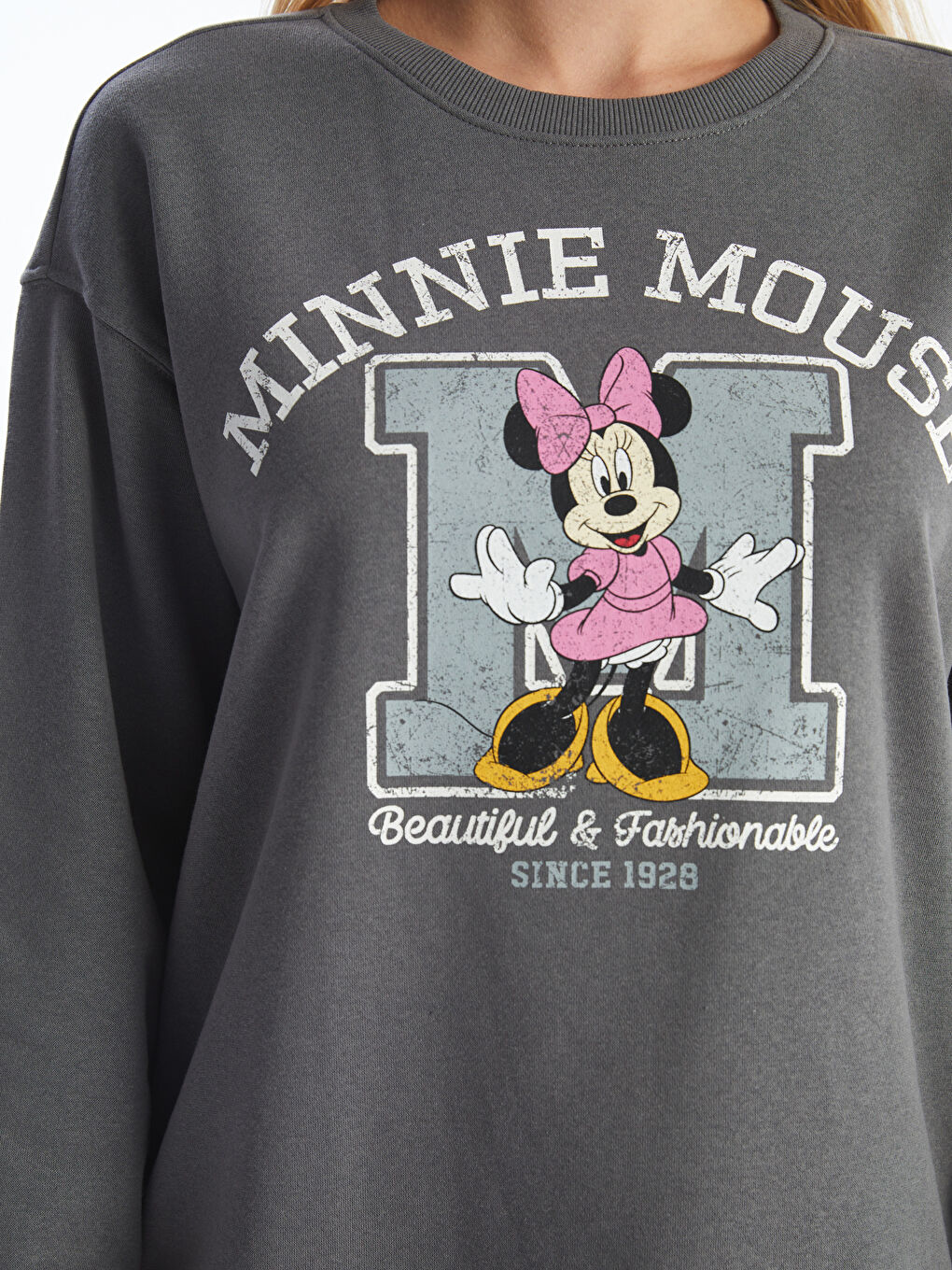 LCWAIKIKI Maternity Rundhalsausschnitt Minnie Mouse Bedrucktes Sweatshirt für Damen -W4DP32Z8-V3U