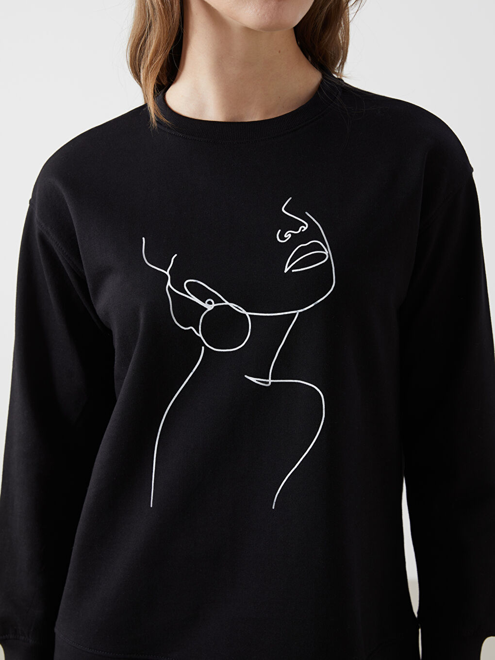 LCW Comfort Crew Neck Printed Women's Sweatshirt -W4DP54Z8-CVL