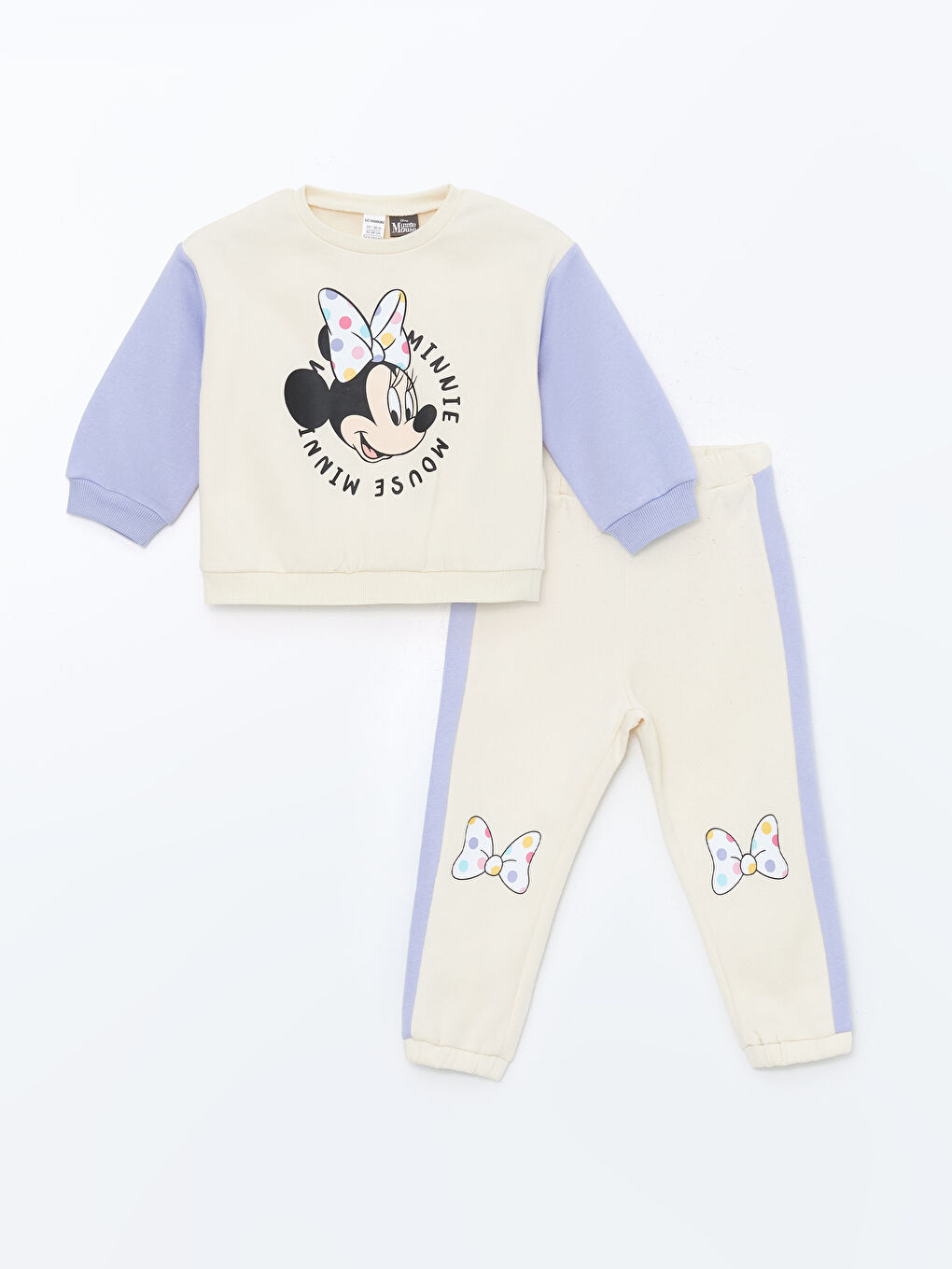 LCW Kids Minnie Mouse Printed Girls' Sweatshirt and Tracksuit Bottom 2 Pack -W4DP65Z1-FRC