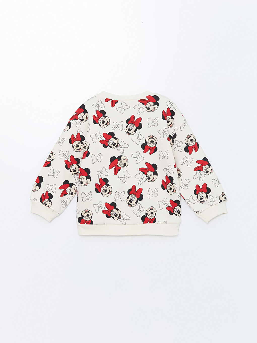 LCW Kids Ekru Baskılı Bisiklet Yaka Kısa Kollu Minnie Mouse Baskılı Kız Çocuk Sweatshirt - 1