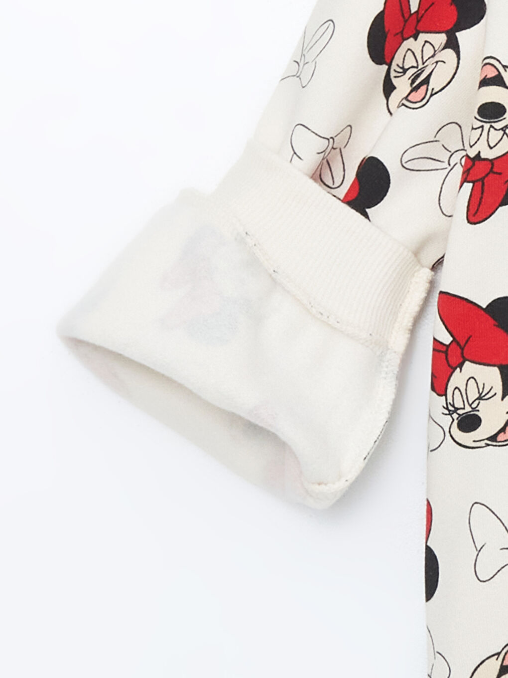 LCW Kids Ekru Bisiklet Yaka Minnie Mouse Baskılı Kız Çocuk Sweatshirt ve Tayt 2'li Takım - 2