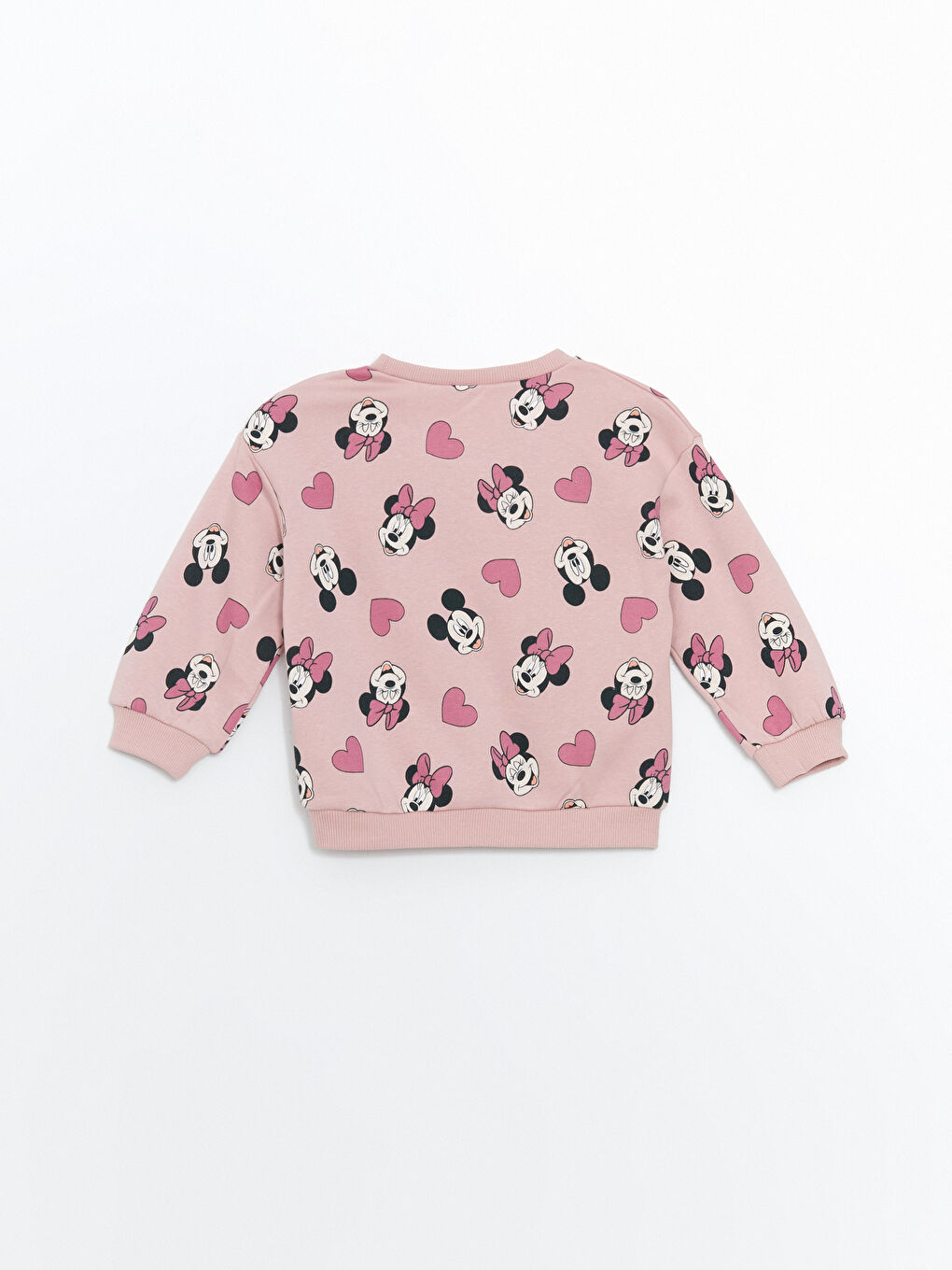 LCW Kids Pembe Bisiklet Yaka Minnie Mouse Baskılı Kalın Kız Çocuk Sweatshirt - 2