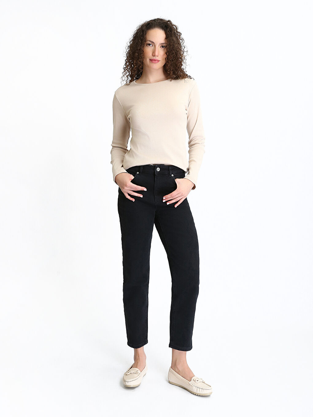 ياقة دائرية جسم للسيدات-1