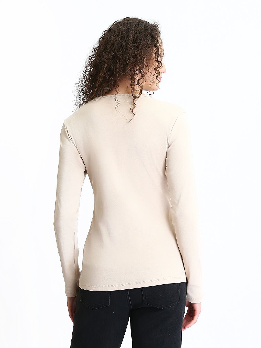 ياقة دائرية جسم للسيدات-4