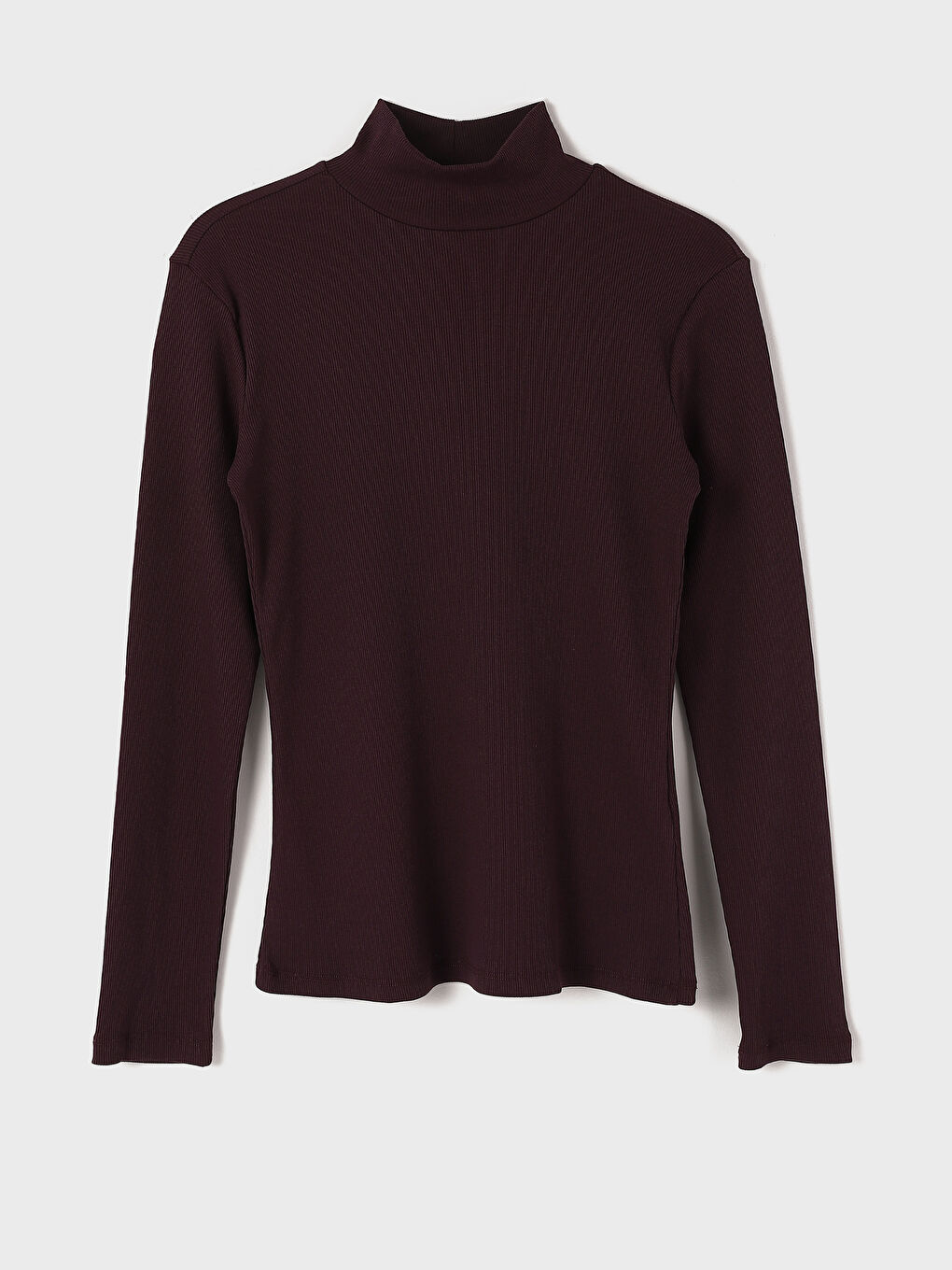 Funnel Neck Plain Long Sleeve Women's Body
