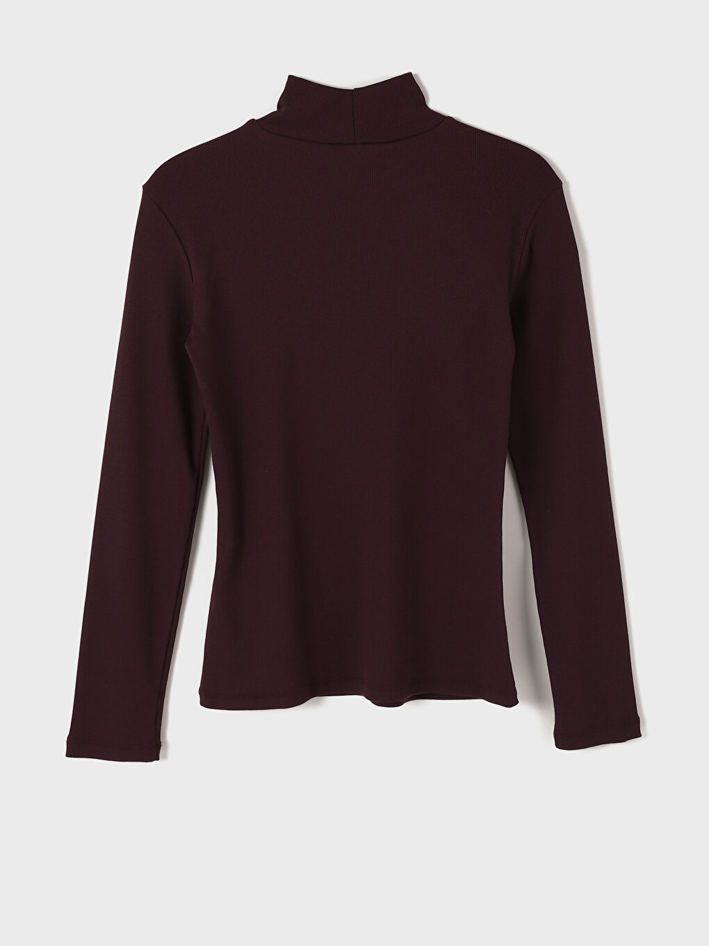 Funnel Neck Plain Long Sleeve Women's Body-1
