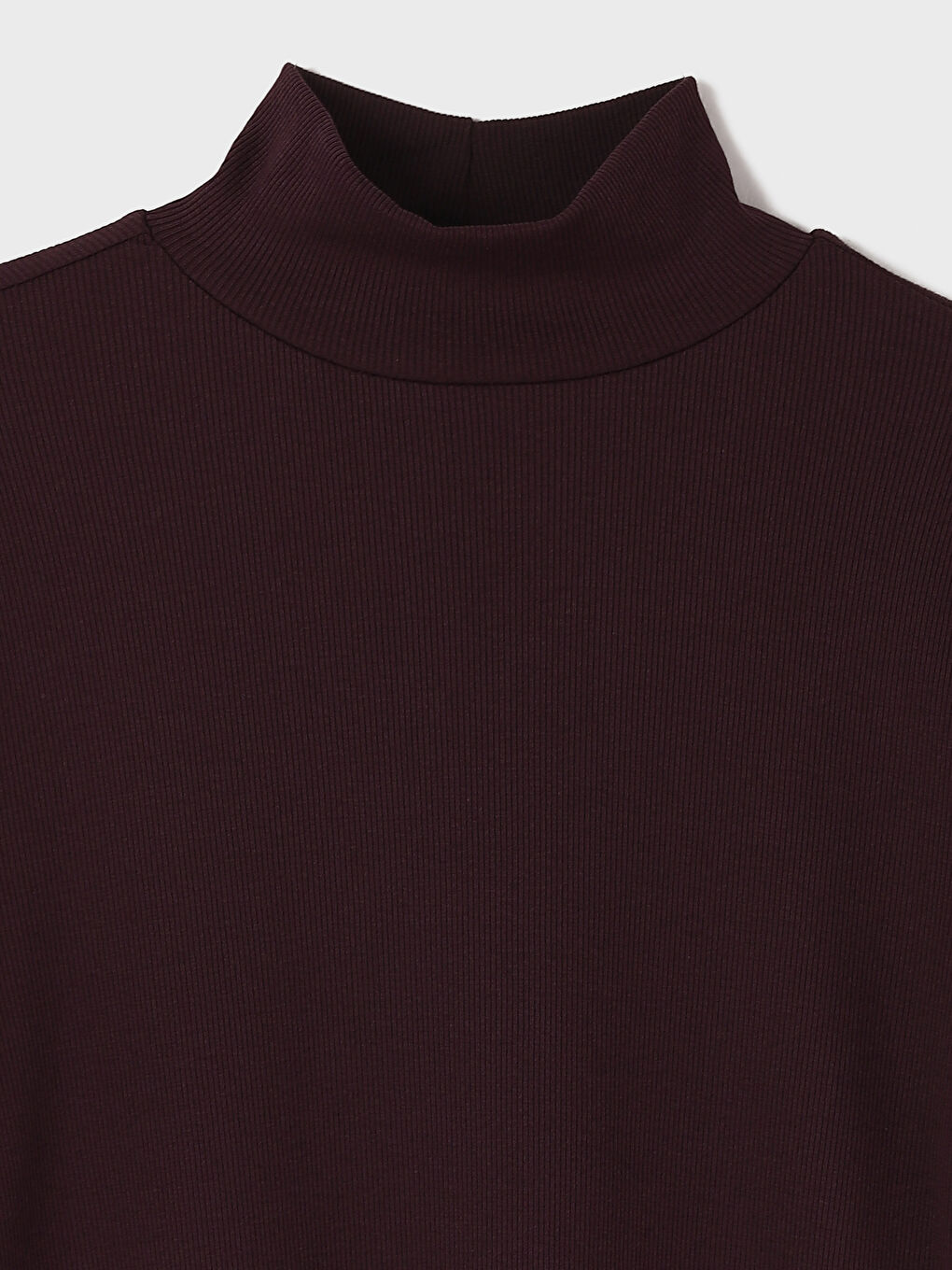 Funnel Neck Plain Long Sleeve Women's Body-3