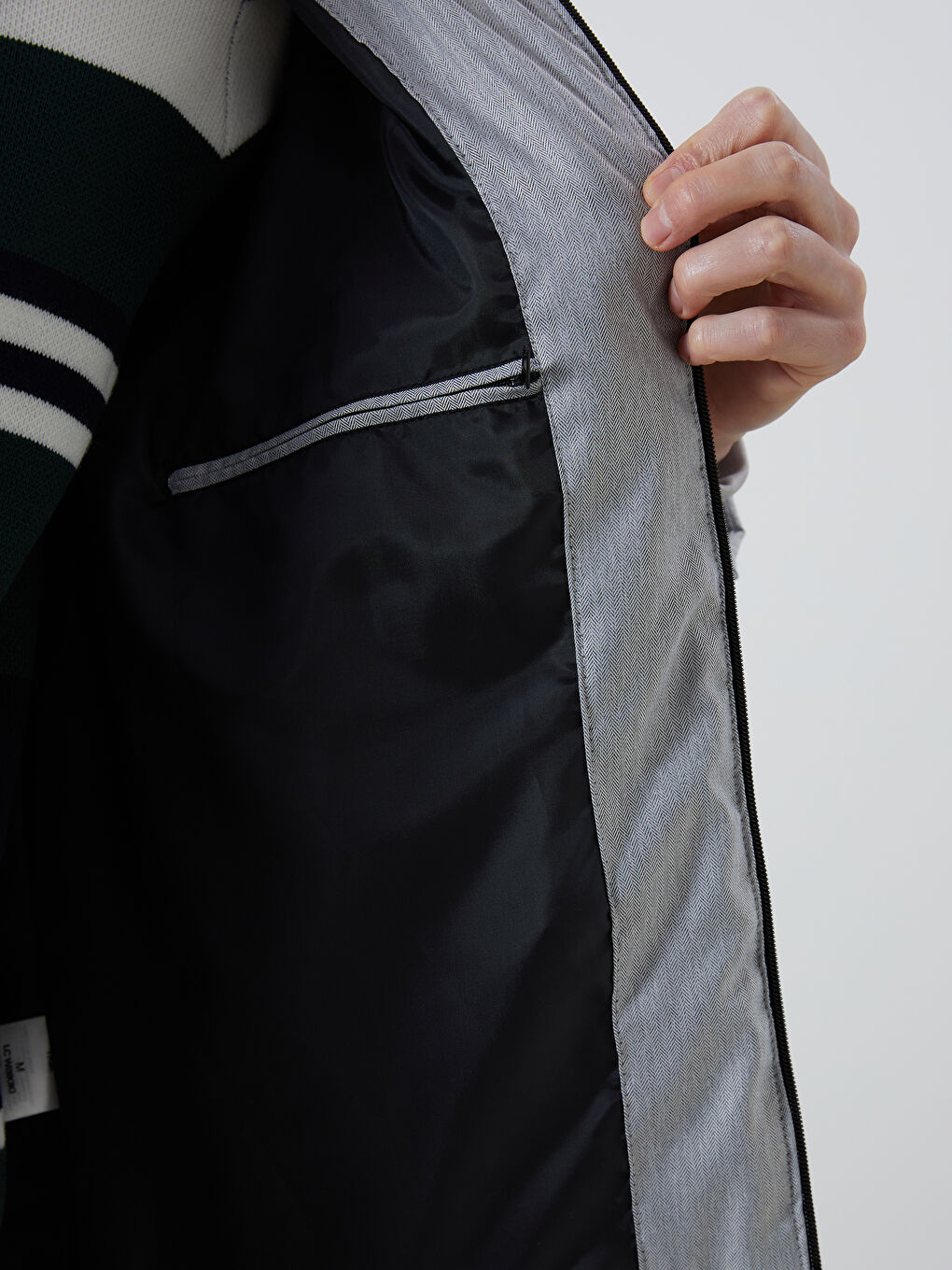 Gri Standart Kalıp Kapüşonlu Erkek Şişme Mont-3