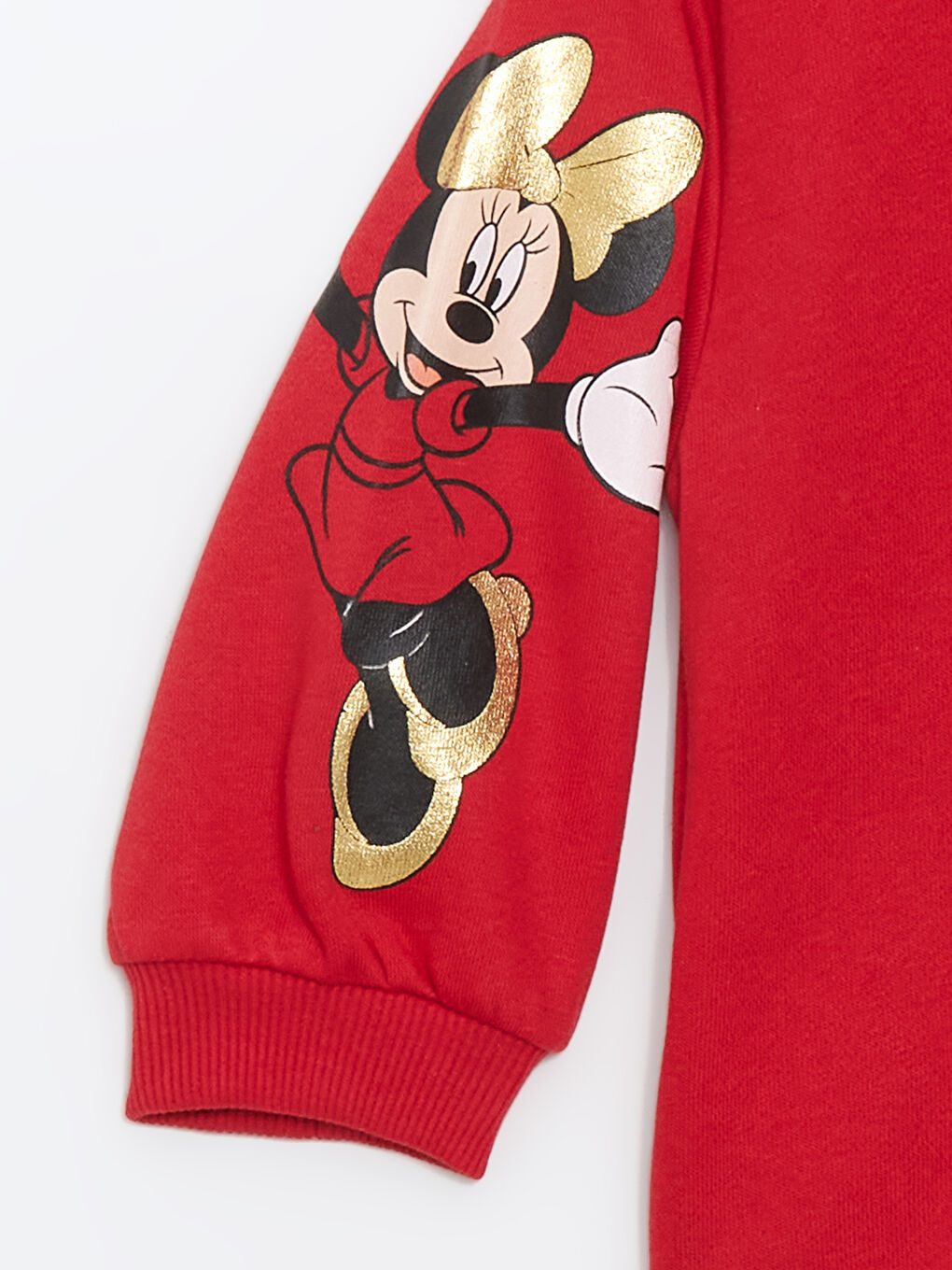 LCW Kids Canlı Kırmızı Bisiklet Yaka Minnie Mouse Baskılı Kız Çocuk Sweatshirt - 1