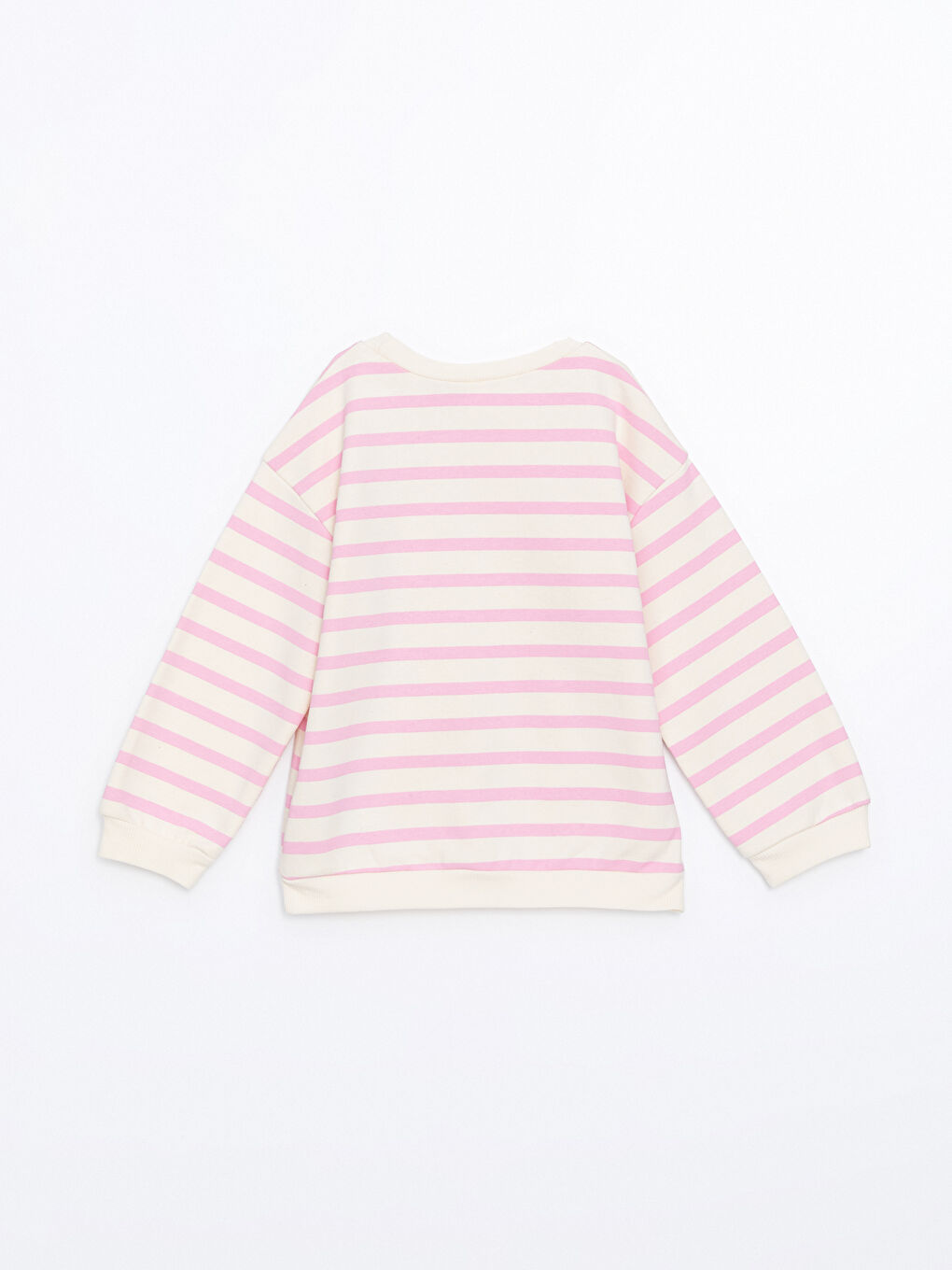 LCW Kids Pembe Çizgili Bisiklet Yaka Kalın Barbie Baskılı Kız Çocuk Sweatshirt - 2