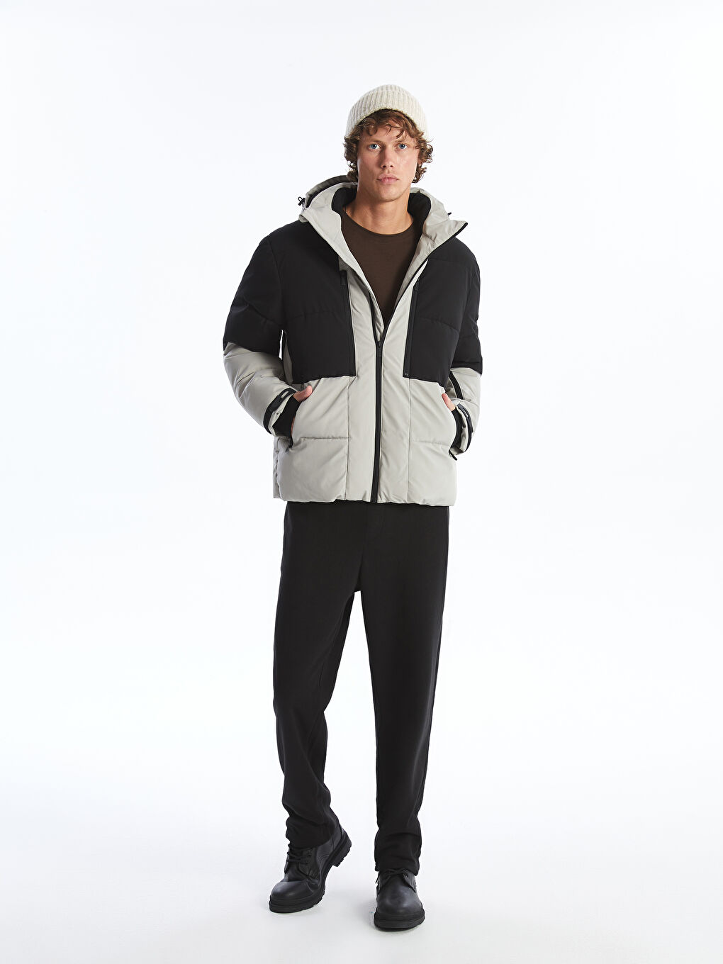 Standard Pattern Hooded Men's Ski Jacket -W4DQ17Z8-T6R