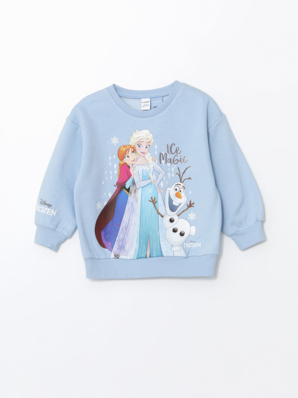 LCW Kids Açık Mavi Bisiklet Yaka Elsa Baskılı Kız Çocuk Sweatshirt