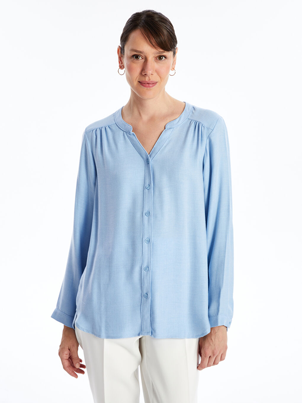 LCW Grace Notch Neck Women's Blouse -W4DQ43Z8-UCL