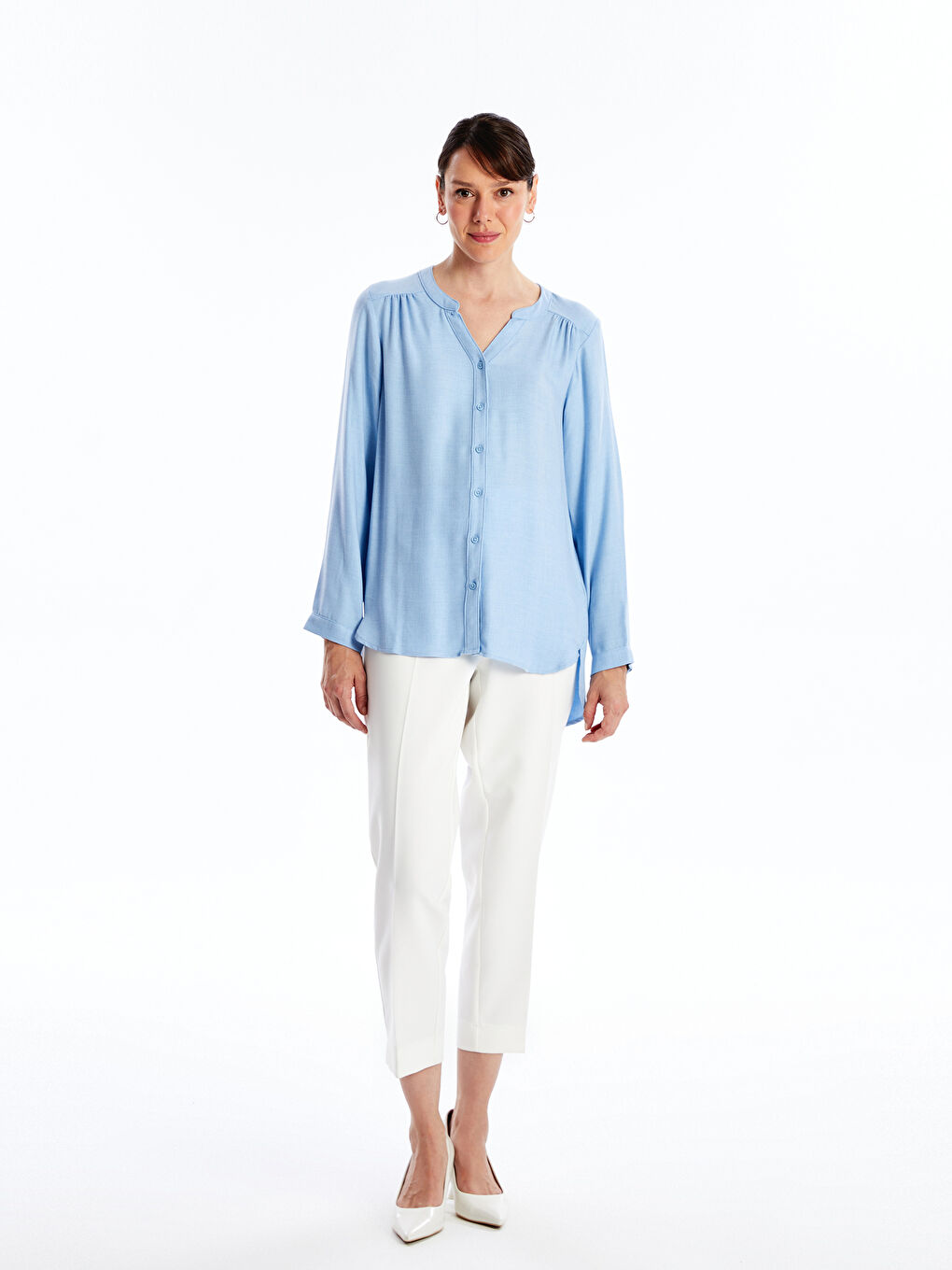 LCW Grace Notch Neck Women's Blouse -W4DQ43Z8-UCL