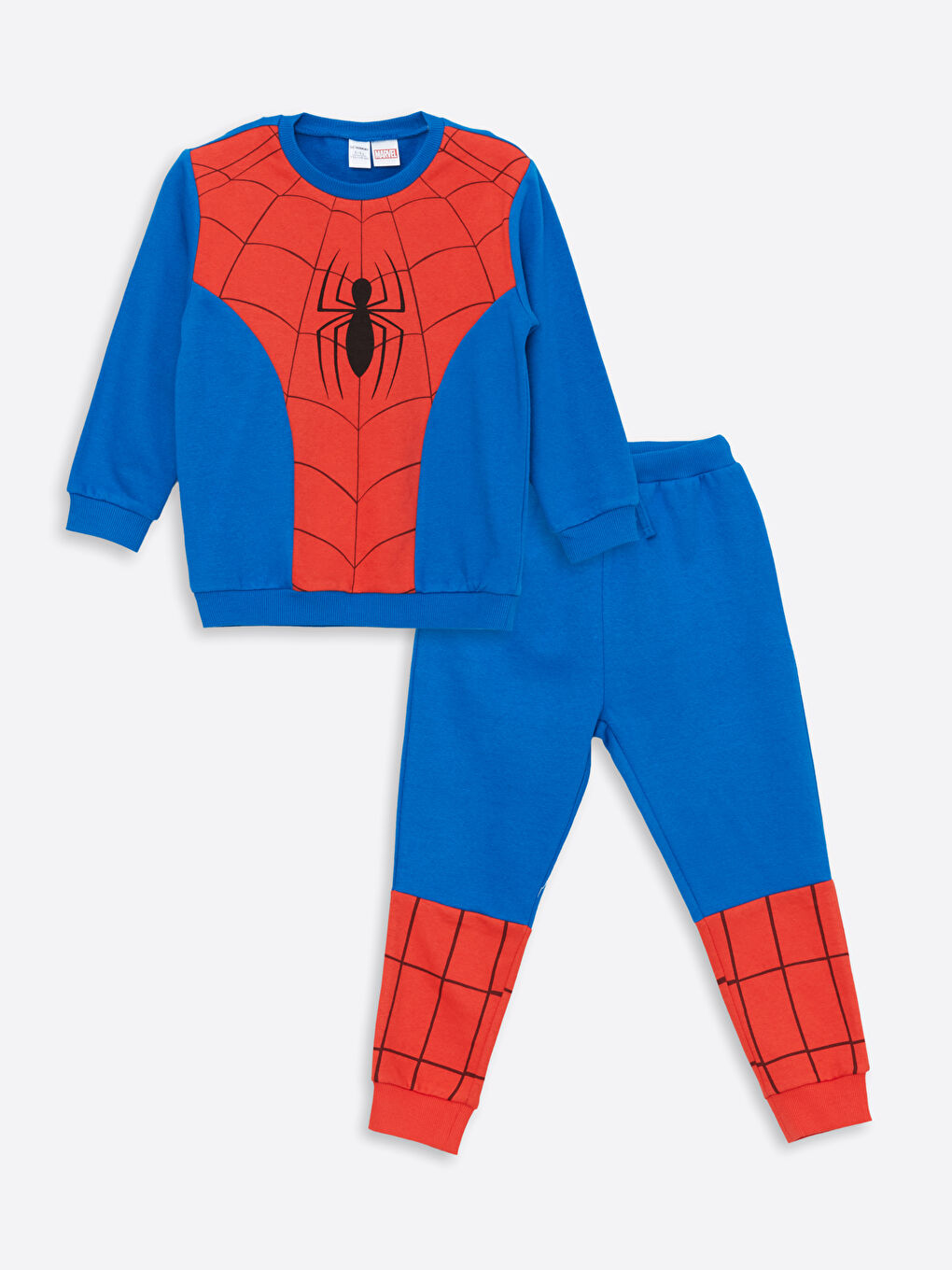 Crew Neck Short Sleeve Spider-Man Printed Baby Boys' Sweatshirt and Sweatpants 2 Pack Set