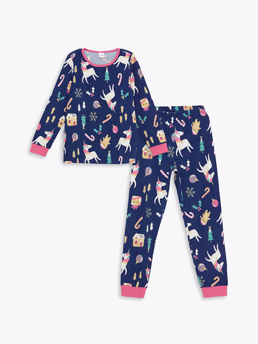 LCW Kids Lacivert Bisiklet Yaka Polar Kız Çocuk Pijama Takımı