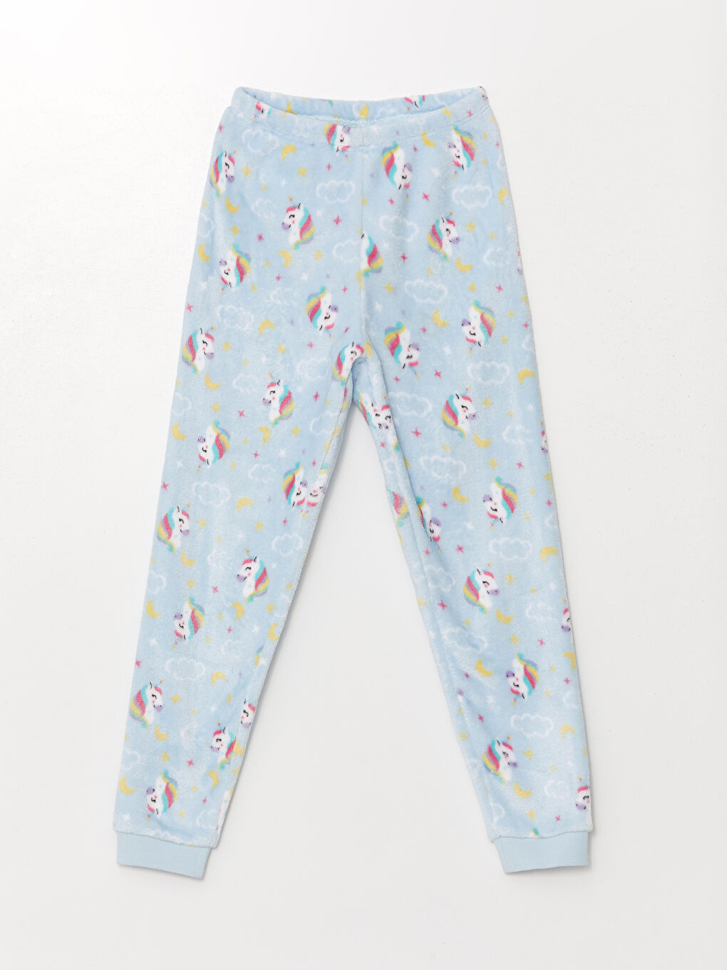 LCW Kids Mavi Bisiklet Yaka Pelüş Kız Çocuk Pijama Takımı - 3