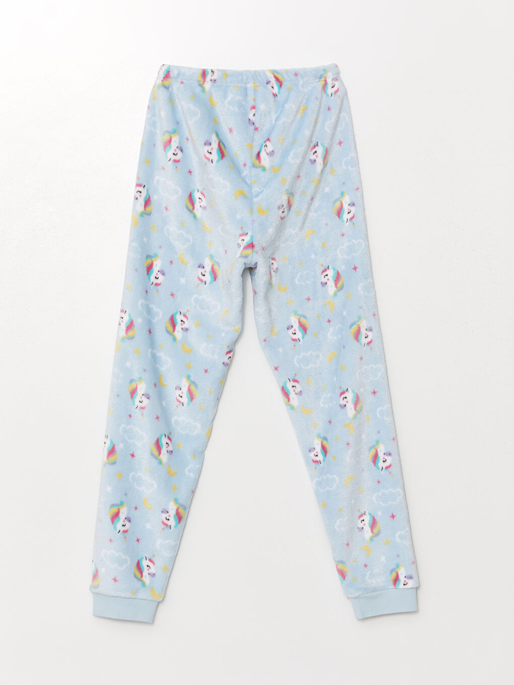 LCW Kids Mavi Bisiklet Yaka Pelüş Kız Çocuk Pijama Takımı - 4