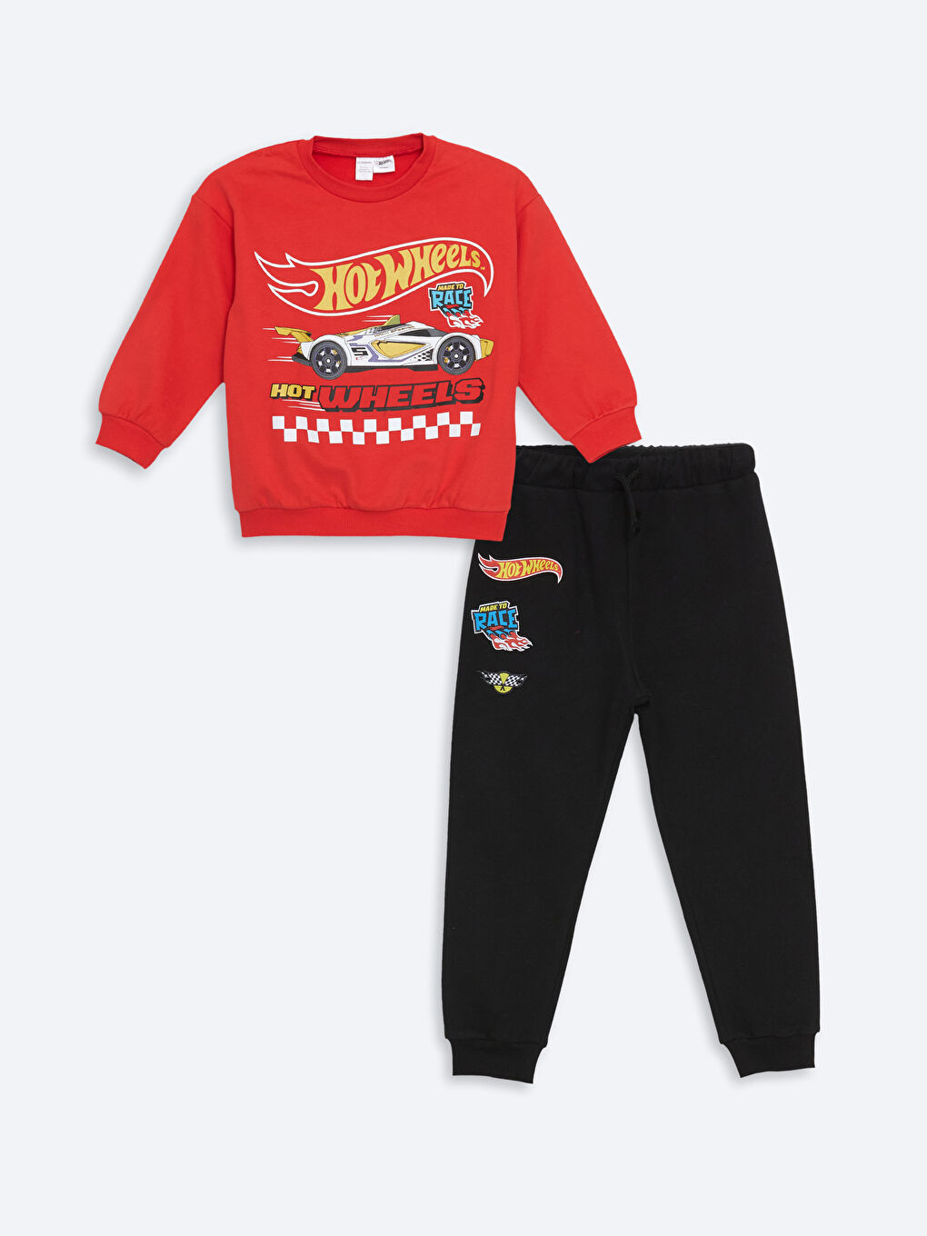 LCW baby Kırmızı Hot Wheels Baskılı Sweatshirt ve Eşofman Alt 2'li