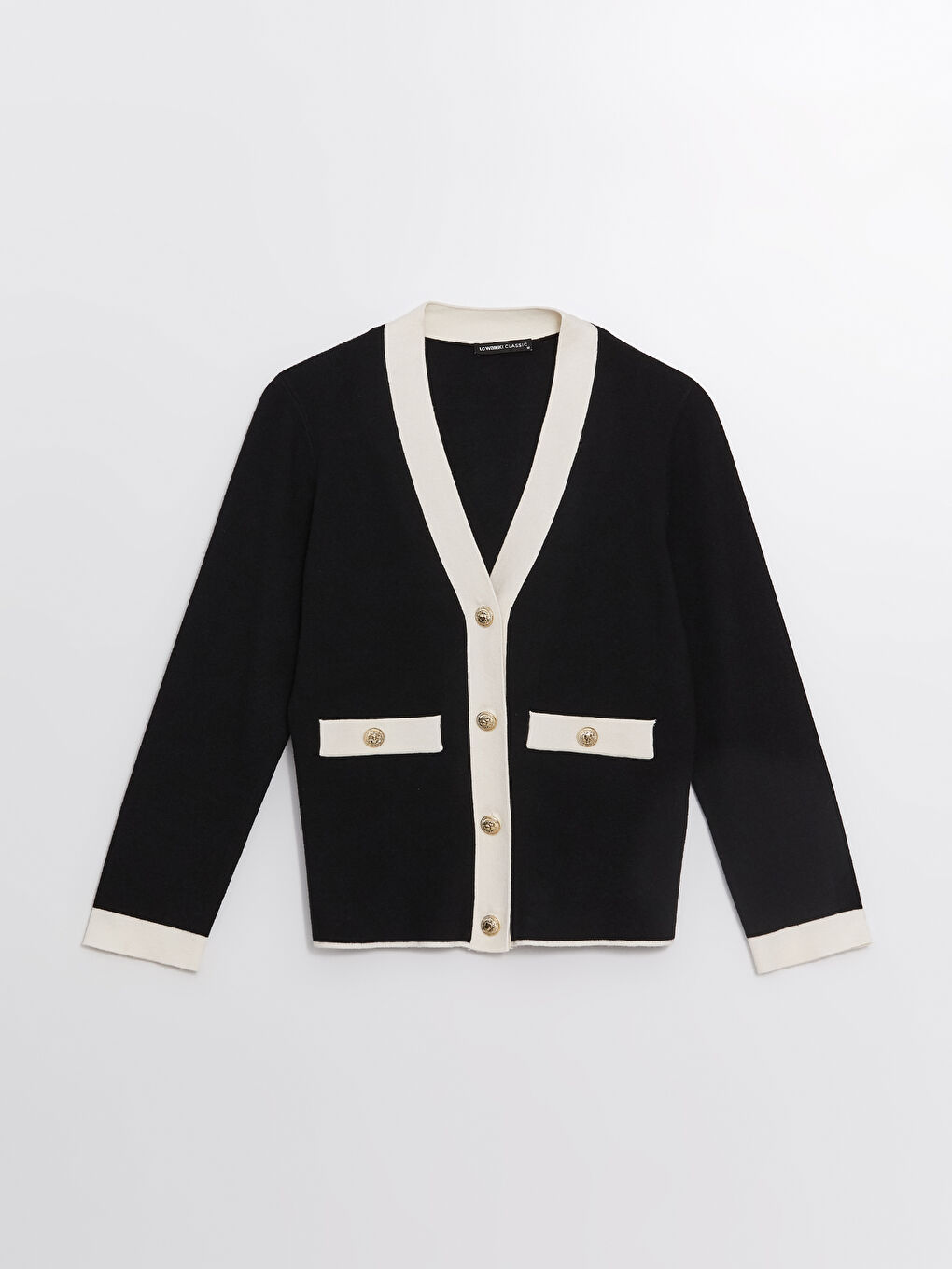 V-ს ფორმის დეკოლტე ქალებისთვის ტრიკოტაჟის კარდიგანი-4