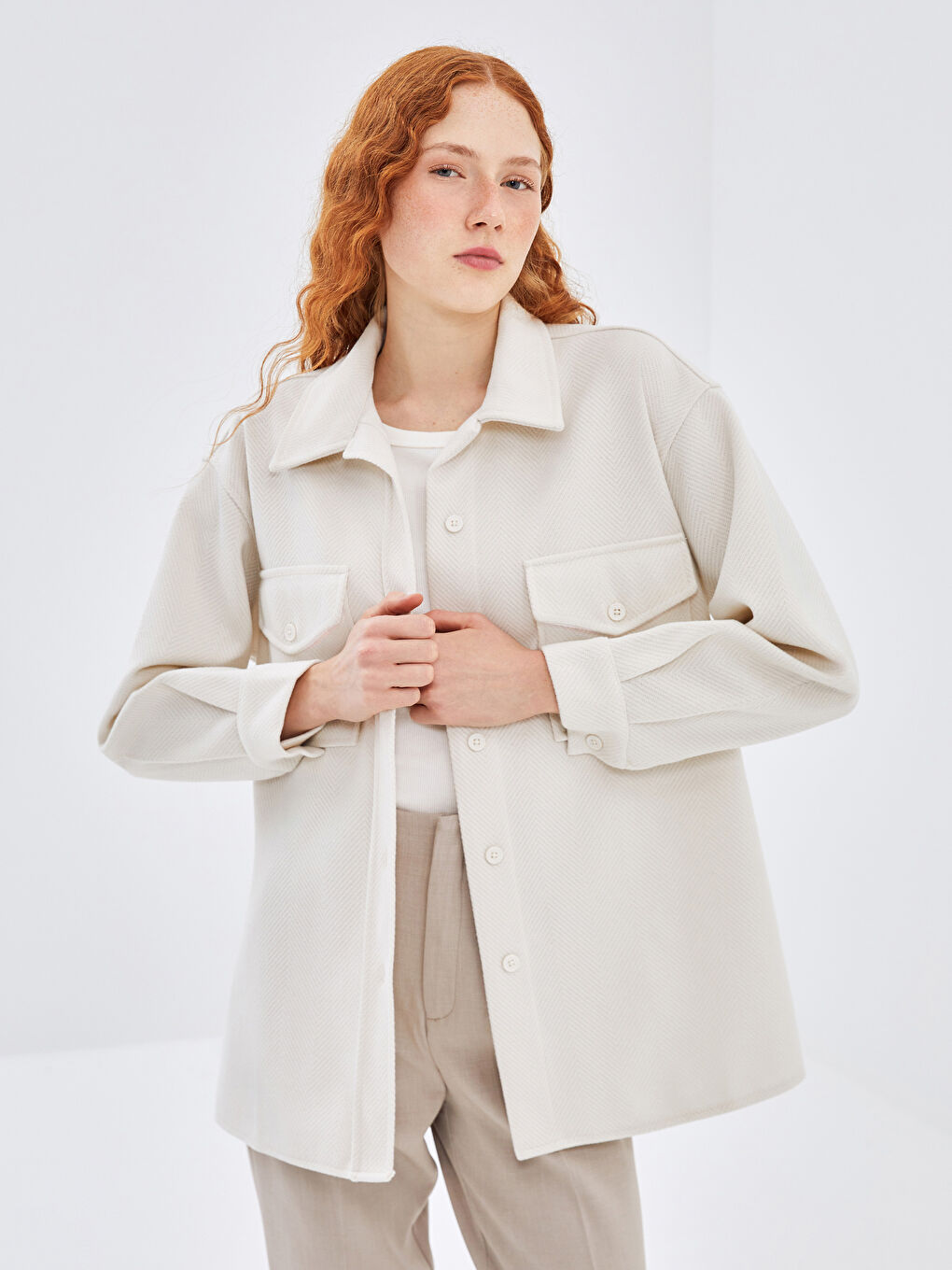 جاكت قميص واسع للسيدات