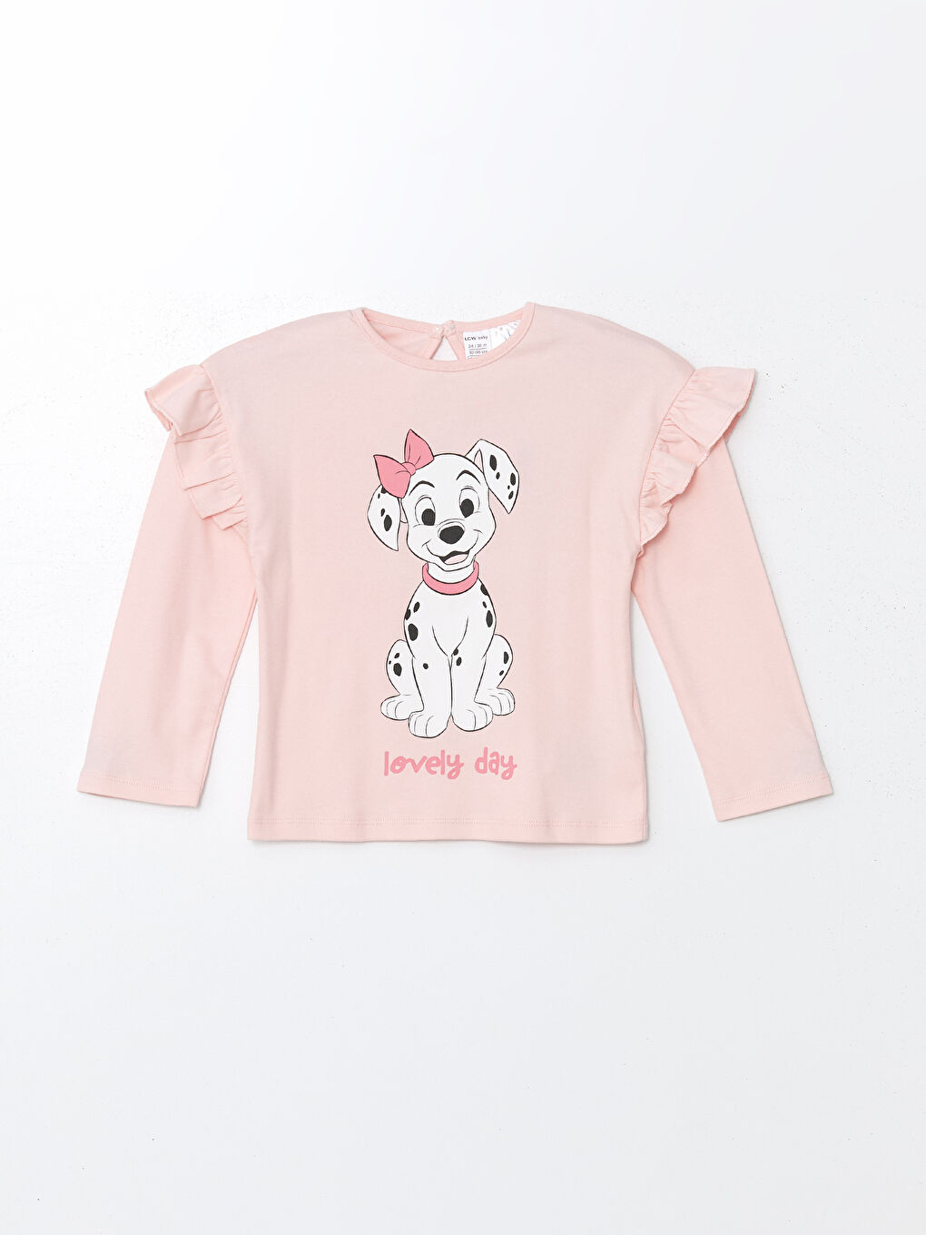 LCW baby Pembe Bisiklet Yaka 101 Dalmaçyalı Baskılı Kız Bebek Pijama Takım - 1