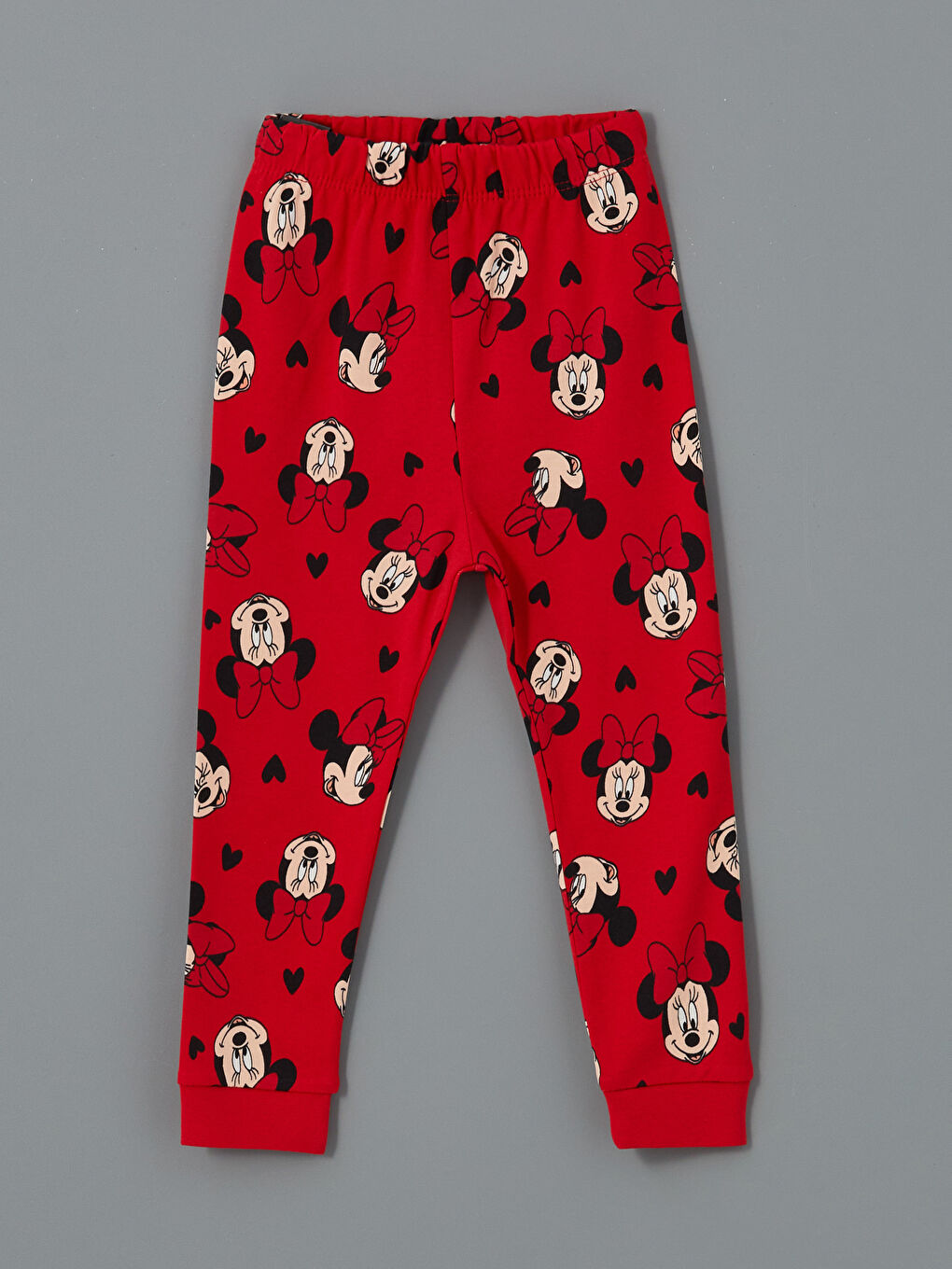 LCW baby Kırmızı Beli Lastikli Minnie Mouse Baskılı Kız Bebek Pijama Alt