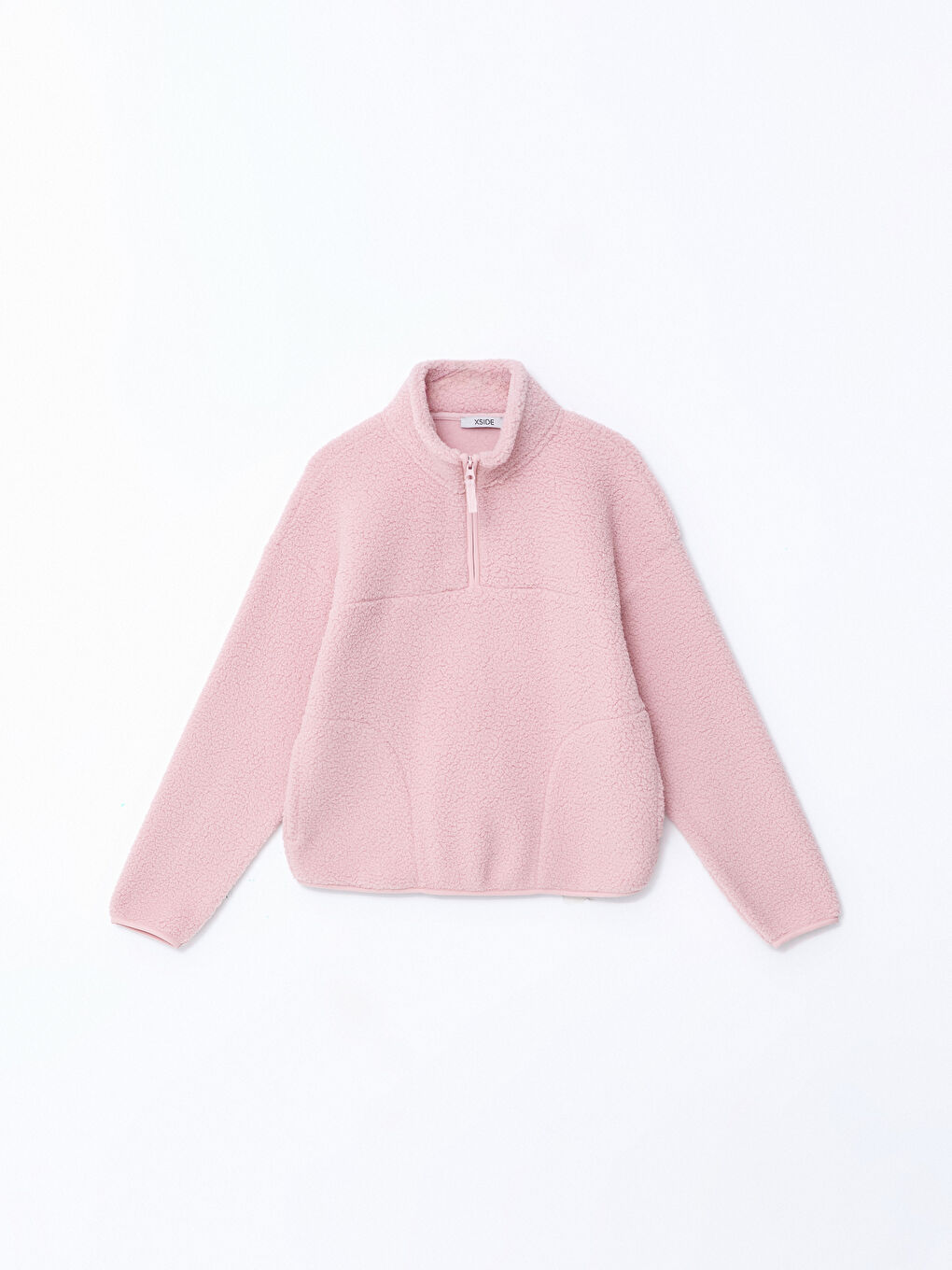 XSIDE Pembe Dik Yaka Oversize Kadın Pelüş Sweatshirt - 4