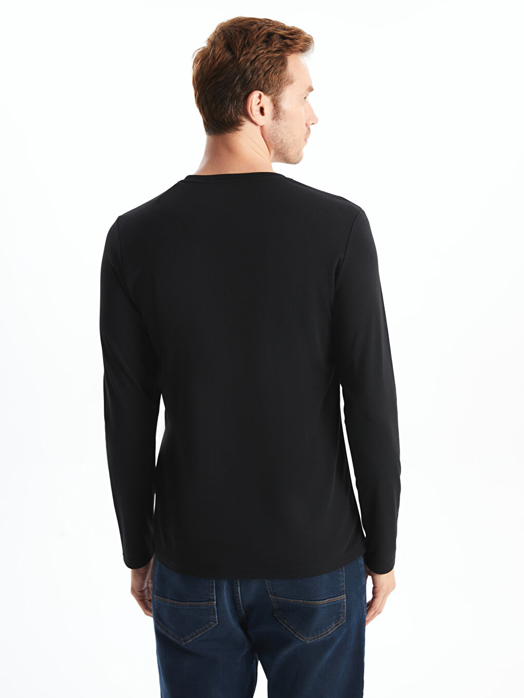 LCWAIKIKI Basic Yeni Siyah Bisiklet Yaka Uzun Kollu Erkek Sweatshirt - 3