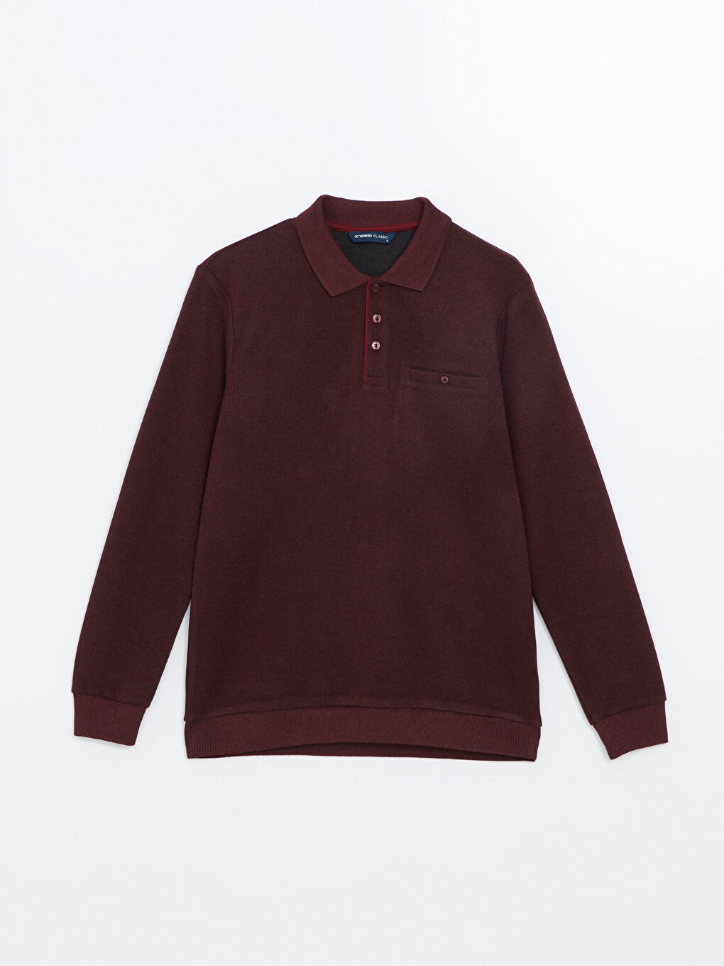 LCWAIKIKI Classic Bordo Jakarlı Polo Yaka Uzun Kollu Erkek Sweatshirt