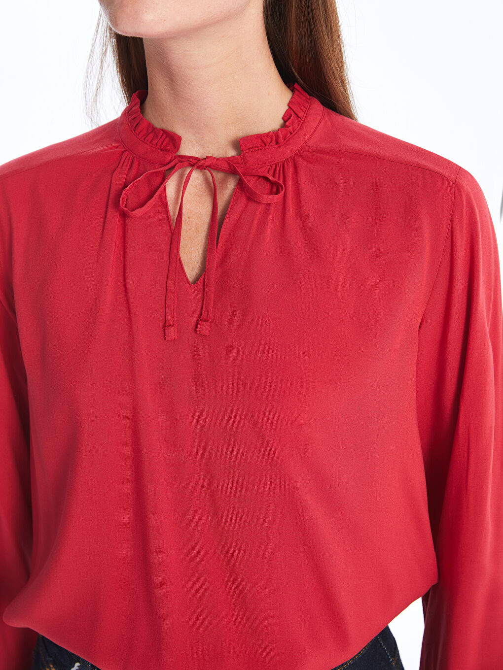 Tie Neck Women's Blouse -W4DS46Z8-HPM