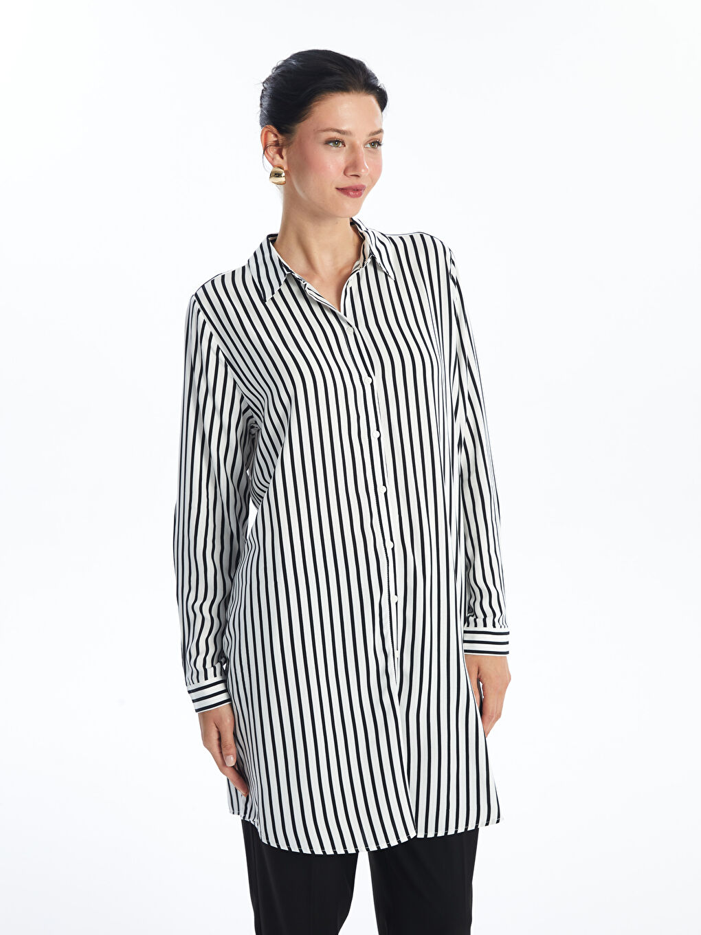 LCWAIKIKI Classic Striped Women's Shirt Tunic -W4DS50Z8-LEG