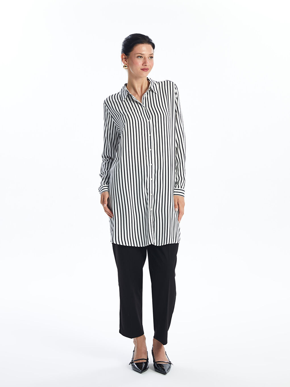 LCWAIKIKI Classic Striped Women's Shirt Tunic -W4DS50Z8-LEG