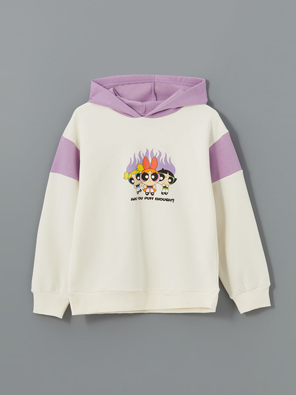 LCW Kids Ekru Powerpuff Girls Baskılı Kız Çocuk Kalın Sweatshirt