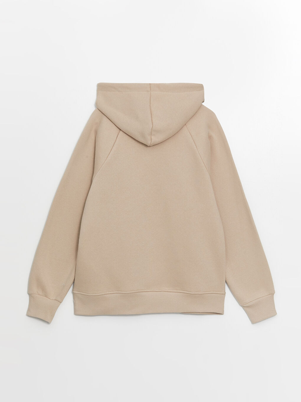 Gri Düz Uzun Kollu Kadın Kalın Hoodie-5