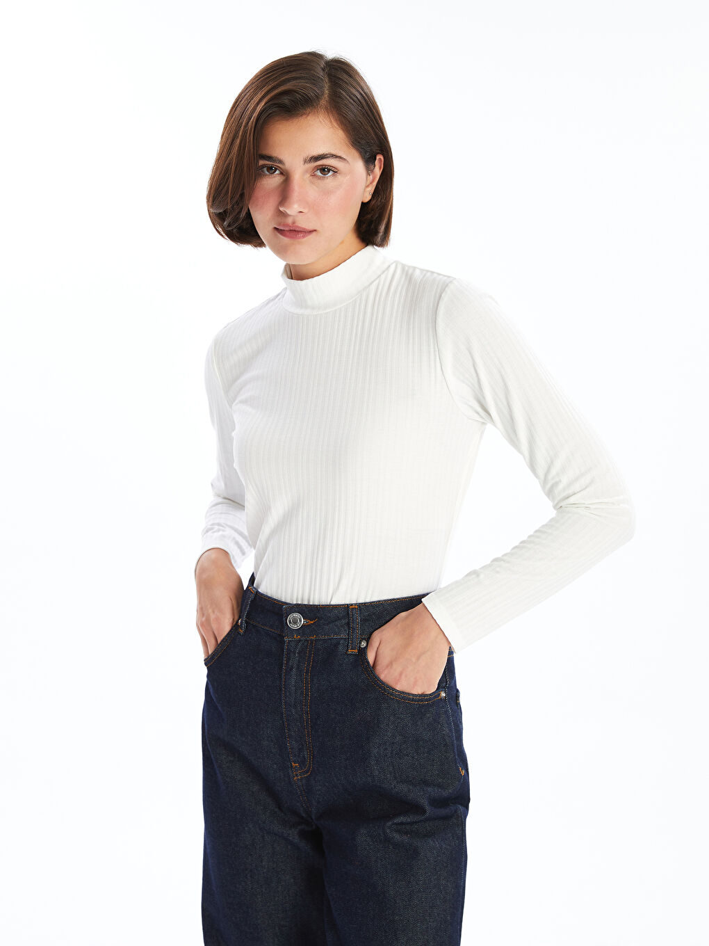 LCWAIKIKI Classic Funnel Neck Textured Women's Body -W4DS85Z8-R9J